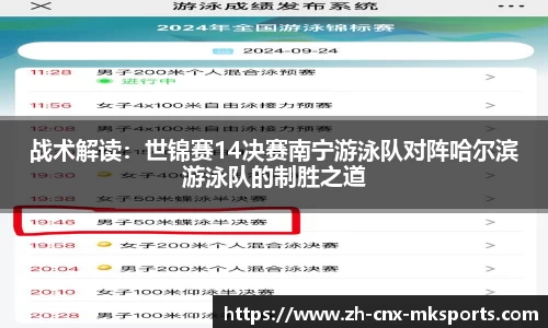 战术解读:世锦赛14决赛南宁游泳队对阵哈尔滨游泳队的制胜之道